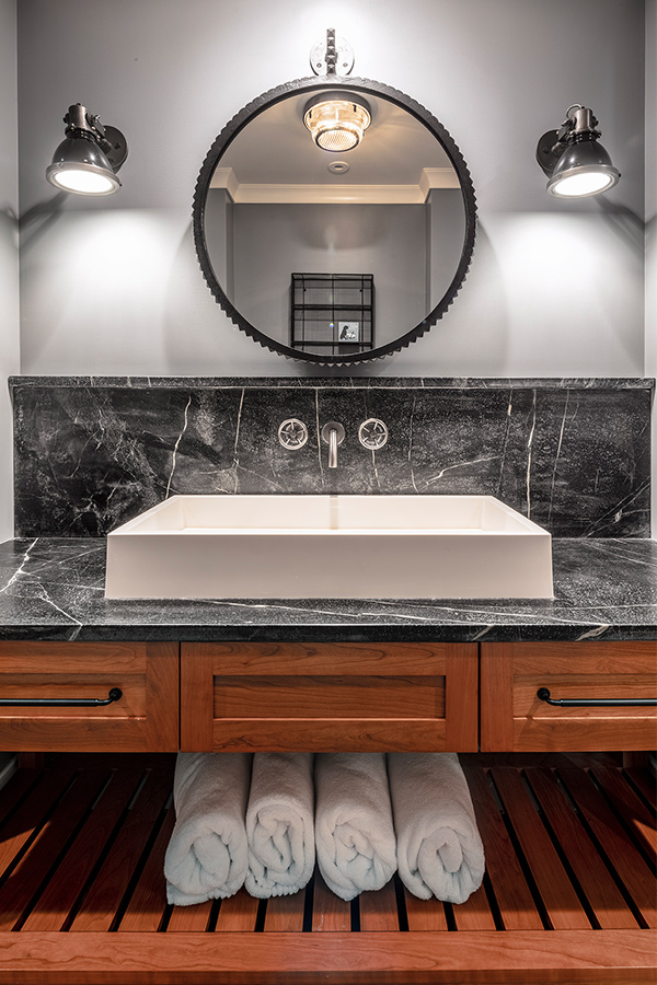 Bathroom sink round mirror