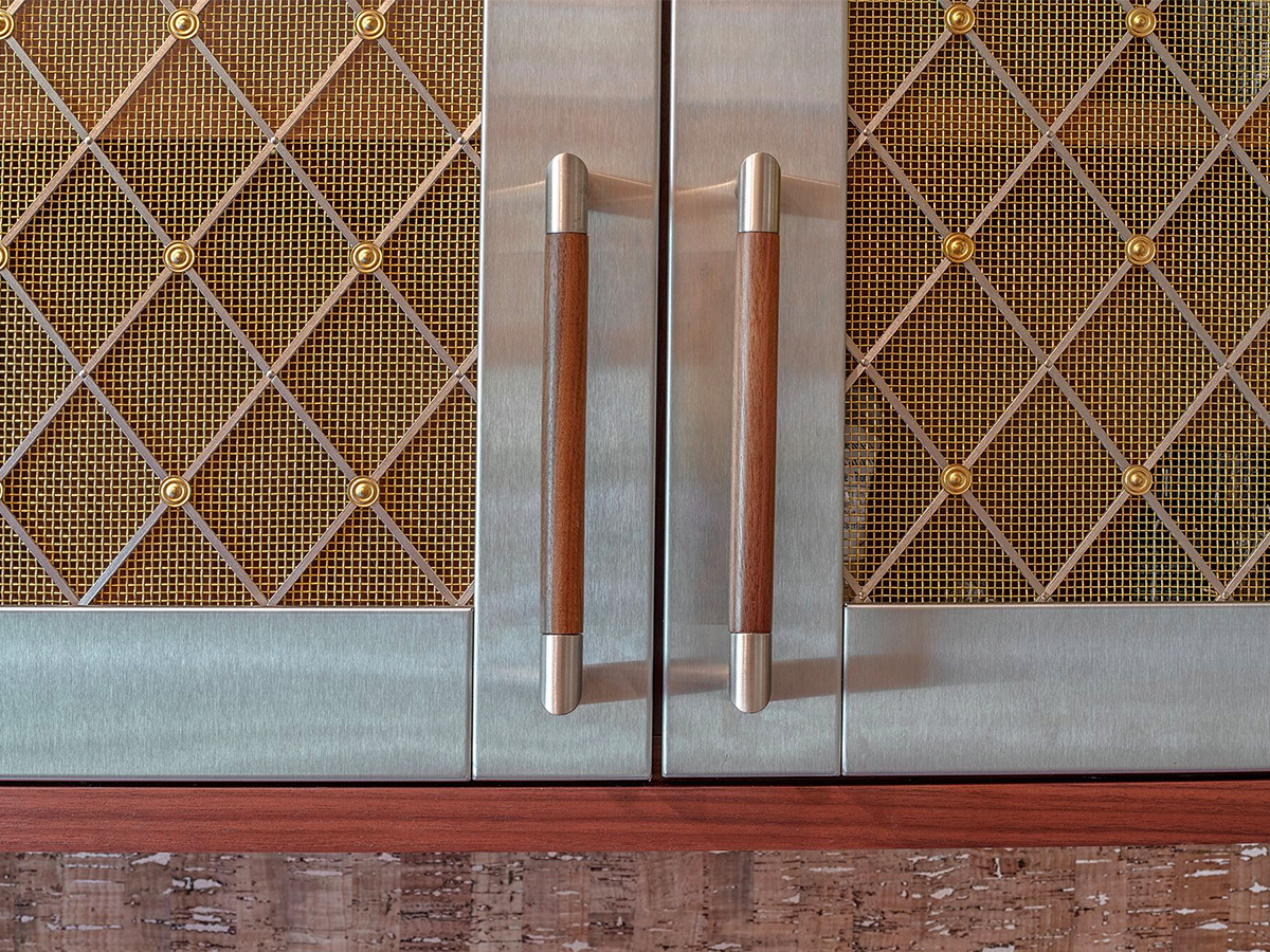 mesh detail close up on cabinet doors