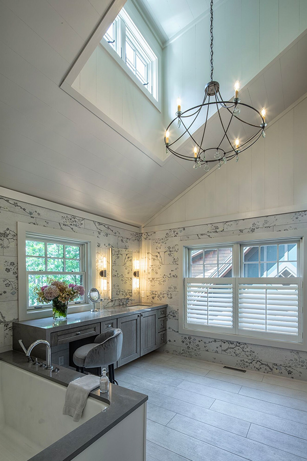 Gray master bathroom
